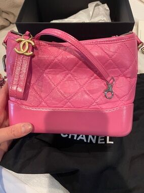 CHANEL Hot Pink Quilted Leather Crossbody Bag with Gold CC*WITH COA Authenticity
